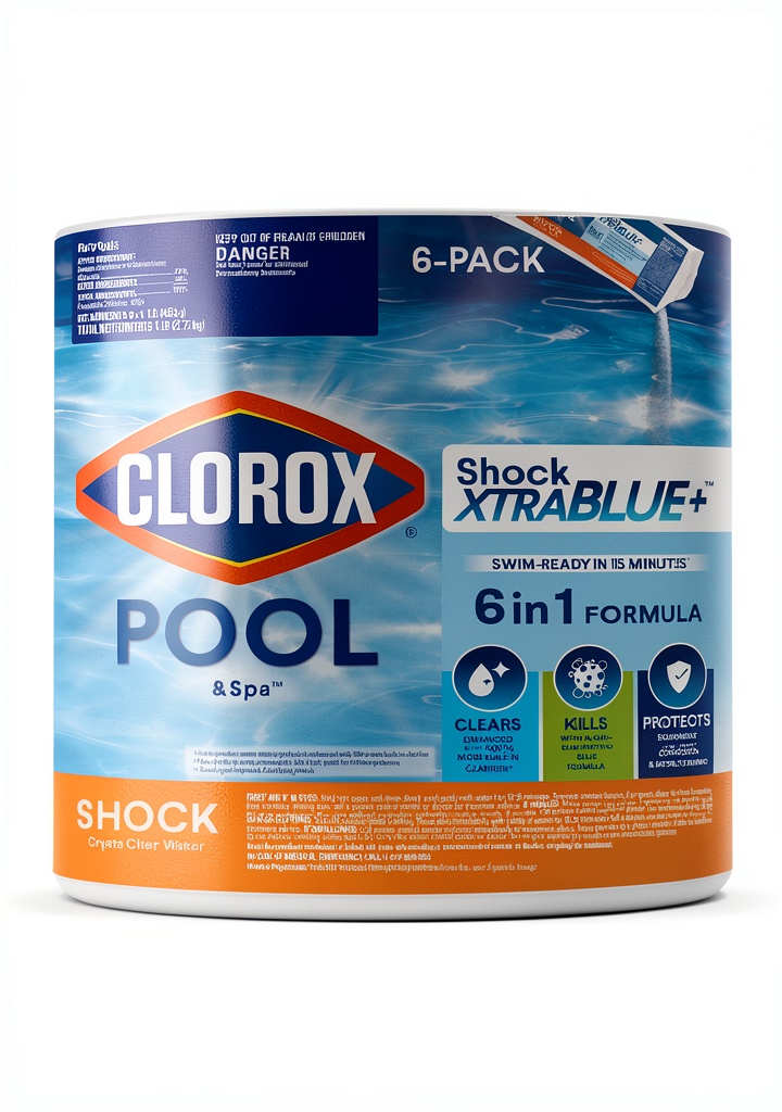 Installing Clorox Pool Shock Granular Chlorine Kills Bacteria Algae on a wooden desk