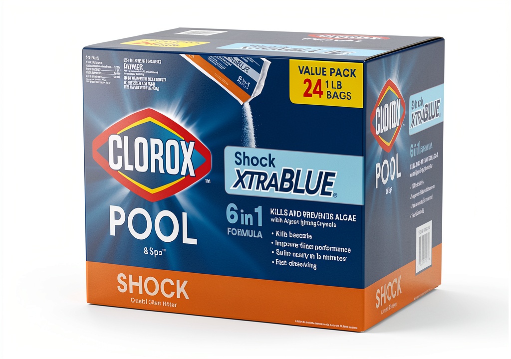 Clorox Pool Spa Shock tablets in use for clear pool water