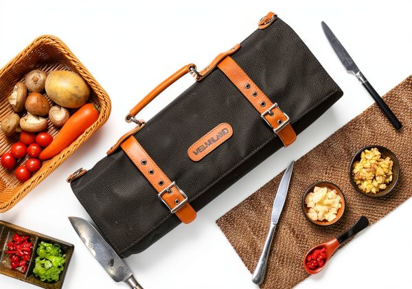 Knife Roll Welkinland 14-Pocket Waxed Canvas Leather Chef Bag-2
