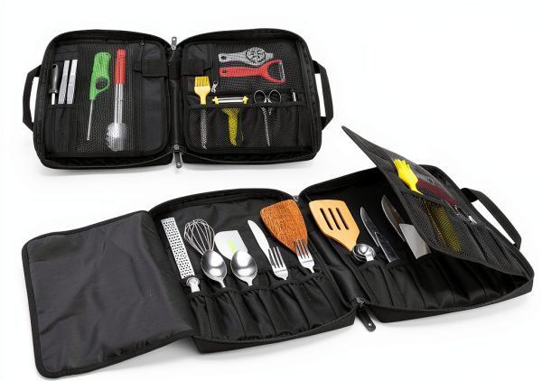 samdew Large Chef Backpack & Knife Bag, Knife Backpack and Chef Bag with Lock Hole, Knife Carrier Chef Utensil Case with Multiple Pockets & Slots for Kitchenware, Patent Design (Knife Not Included)-1