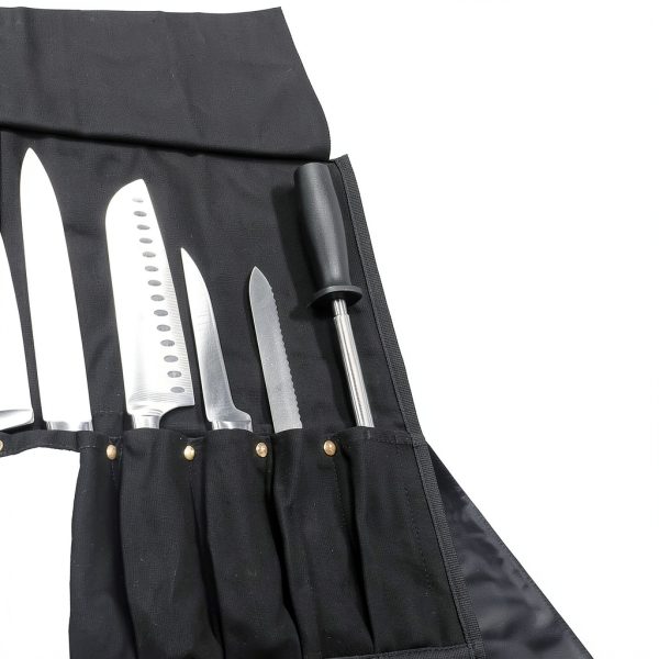Chef Knife Roll Bag Gyuto Haven 6‑Slot Black Waxed Canvas Case-3