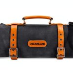 Knife Roll Welkinland 14-Pocket Waxed Canvas Leather Chef Bag-0