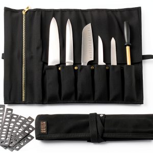 Chef Knife Roll Bag Gyuto Haven 6‑Slot Black Waxed Canvas Case-0