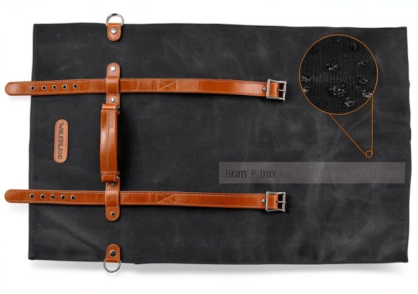 Knife Roll Welkinland 14-Pocket Waxed Canvas Leather Chef Bag-3