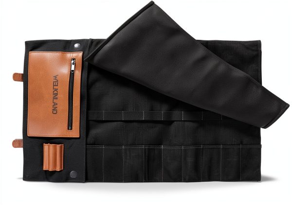 Knife Roll Welkinland 14-Pocket Waxed Canvas Leather Chef Bag-7