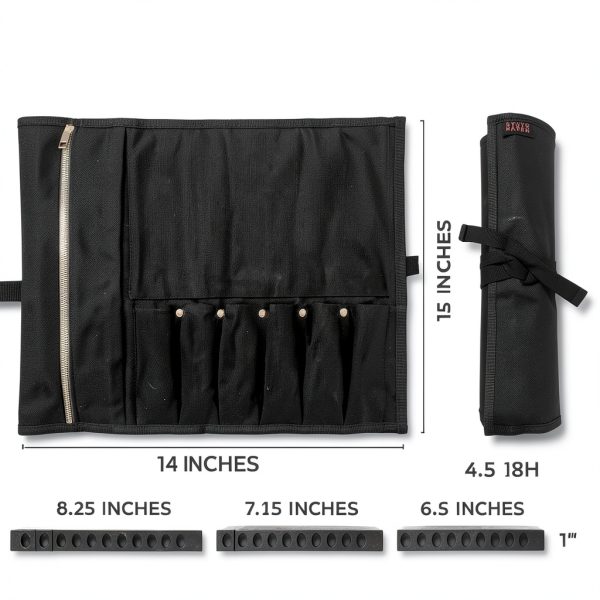 Chef Knife Roll Bag Gyuto Haven 6‑Slot Black Waxed Canvas Case-1