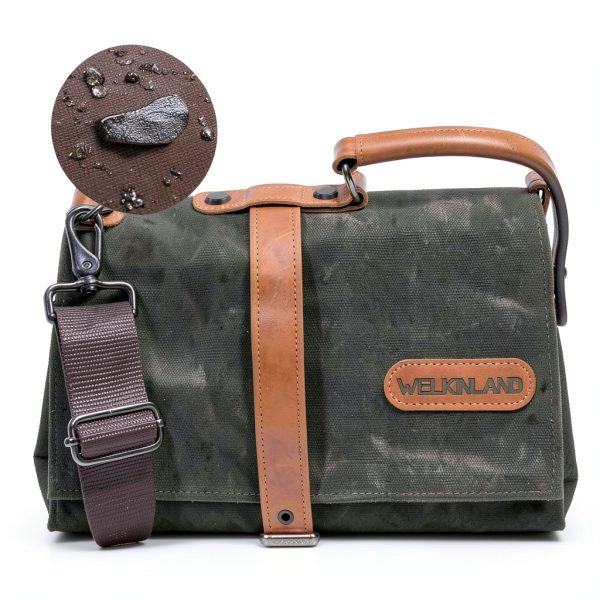 Knife Roll WELKINLAND 13-Pocket Waxed Canvas Leather Chef Bag-3